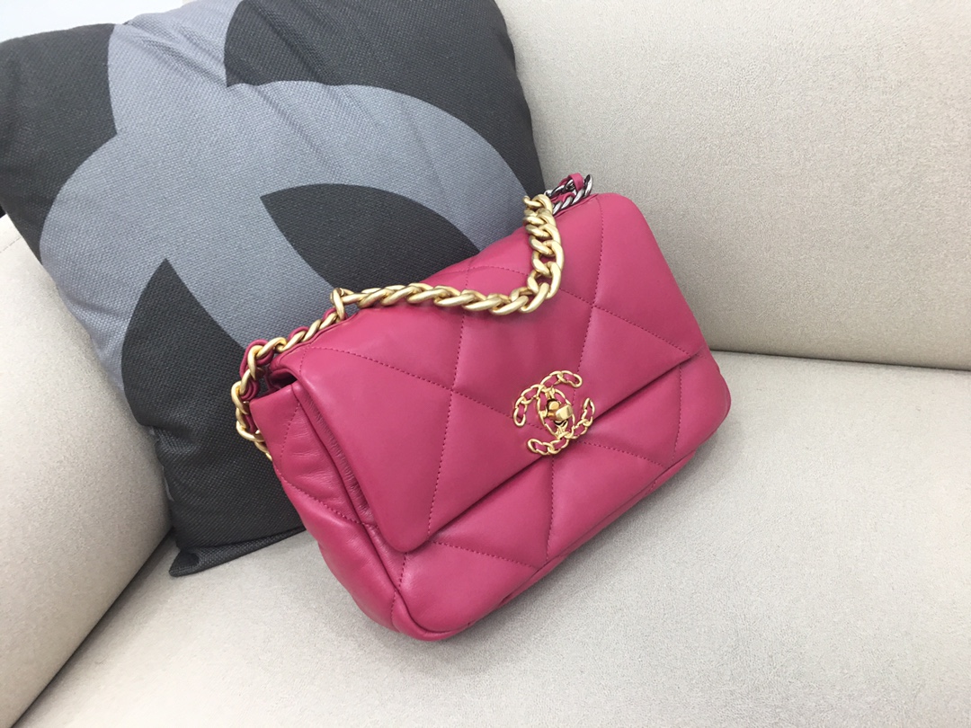 Lambskin 19 Handbag Flap Bag AS1160 Rose Red